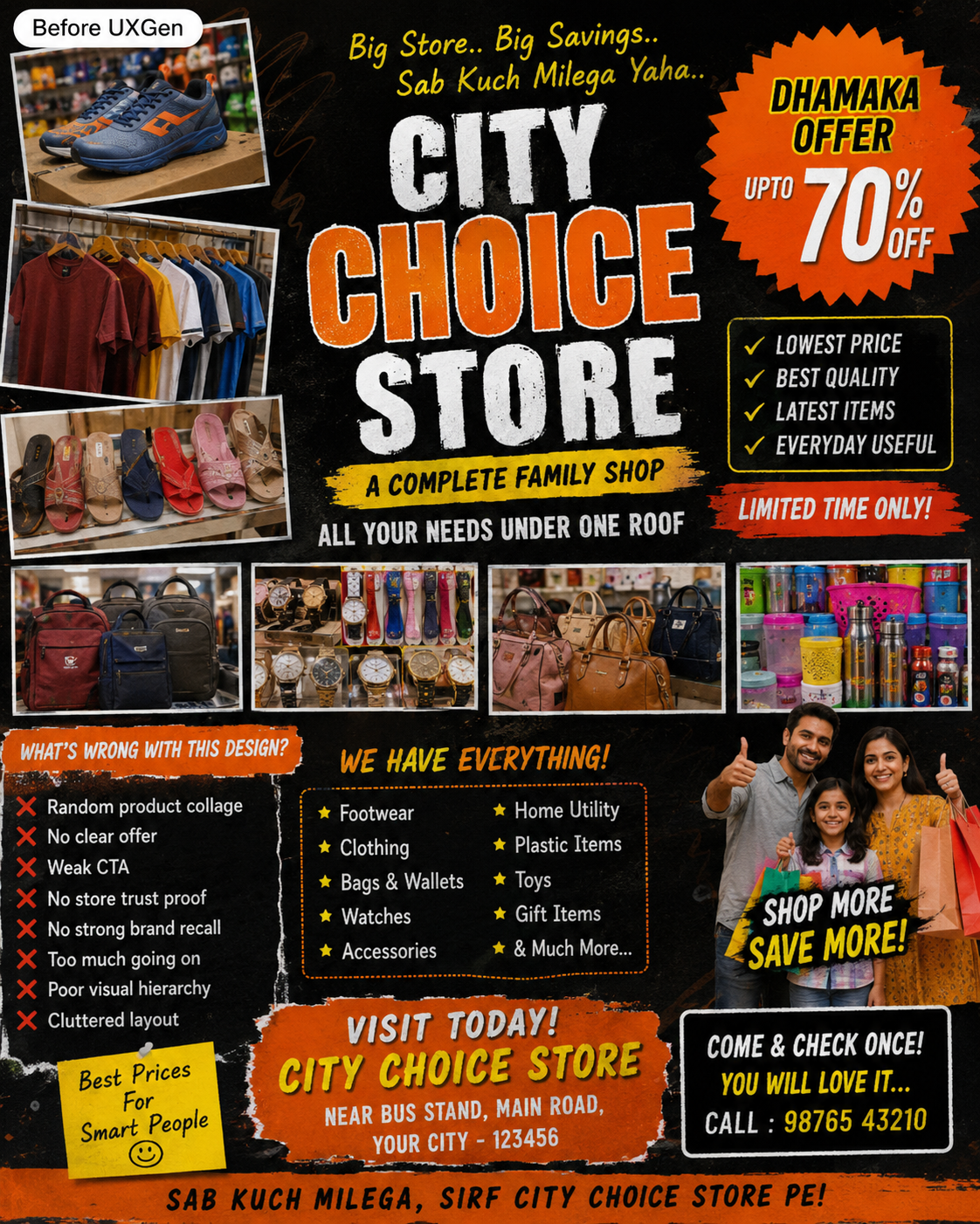 Before UXGen local business random product posting creative