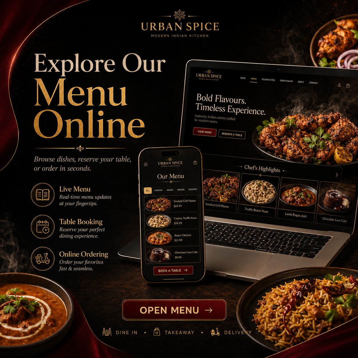 Online Menu Website Creative